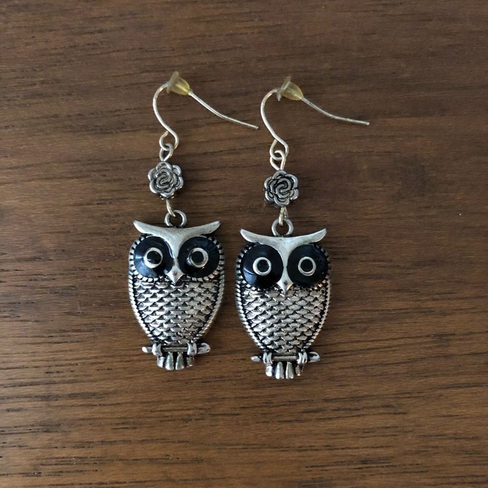 Gold owl earrings